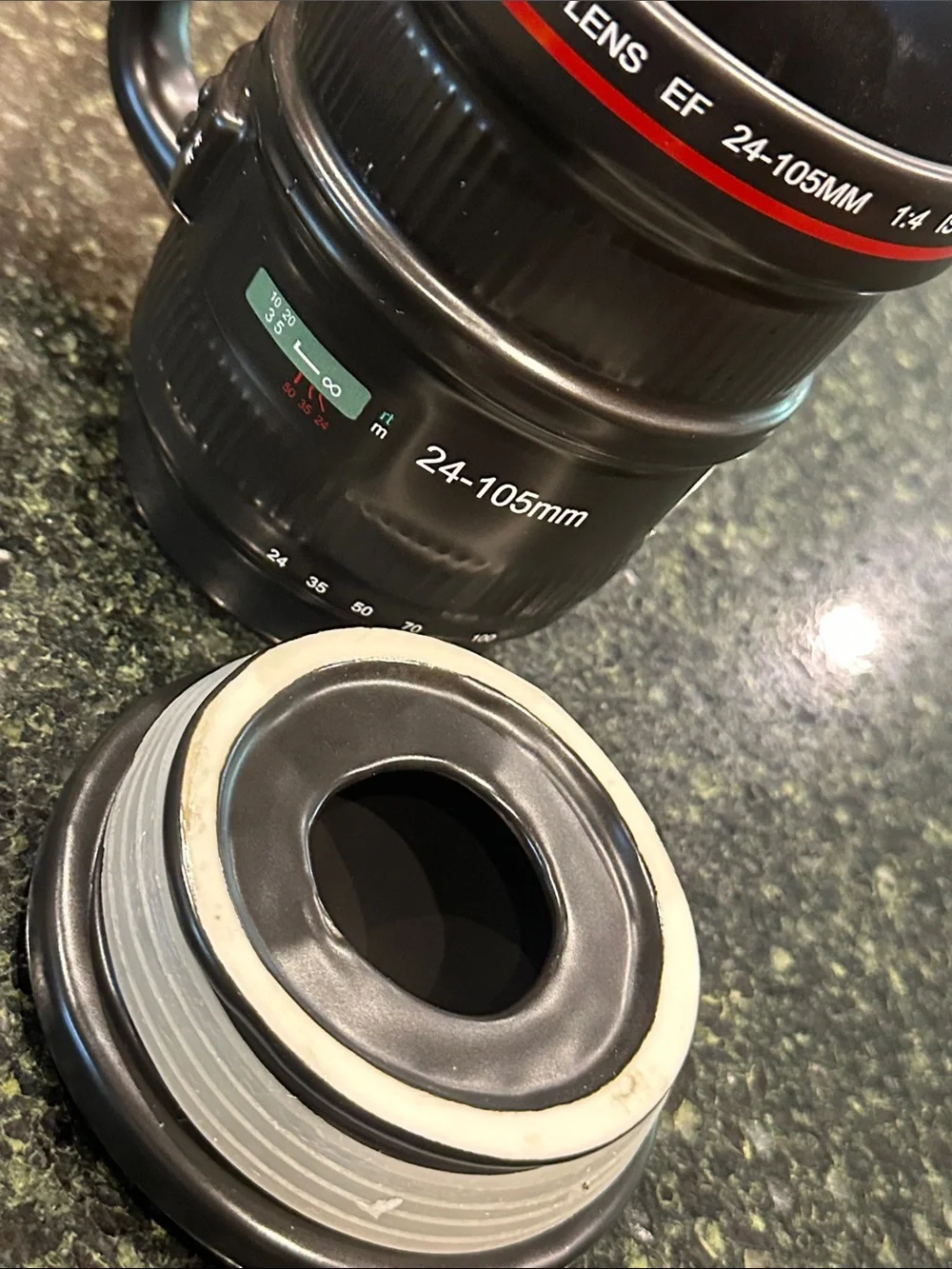 Camera Lens Coffee Mug 24-105mm caniam zoom with lid photography gift